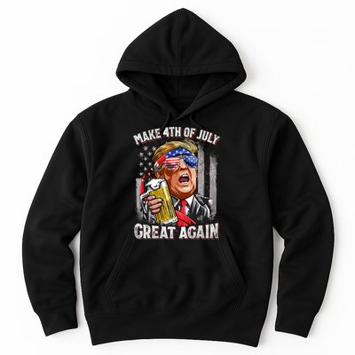 Trump Make 4th Of July Great Again Drinking Beer Funny Hoodie