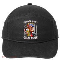 Trump Make 4th Of July Great Again Drinking Beer Funny 7-Panel Snapback Hat
