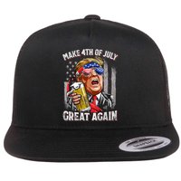 Trump Make 4th Of July Great Again Drinking Beer Funny Flatbill Hat