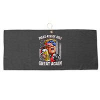 Trump Make 4th Of July Great Again Drinking Beer Funny Large Microfiber Waffle Golf Towel