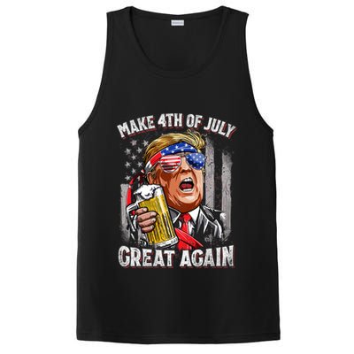 Trump Make 4th Of July Great Again Drinking Beer Funny PosiCharge Competitor Tank