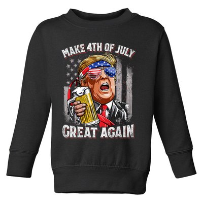 Trump Make 4th Of July Great Again Drinking Beer Funny Toddler Sweatshirt