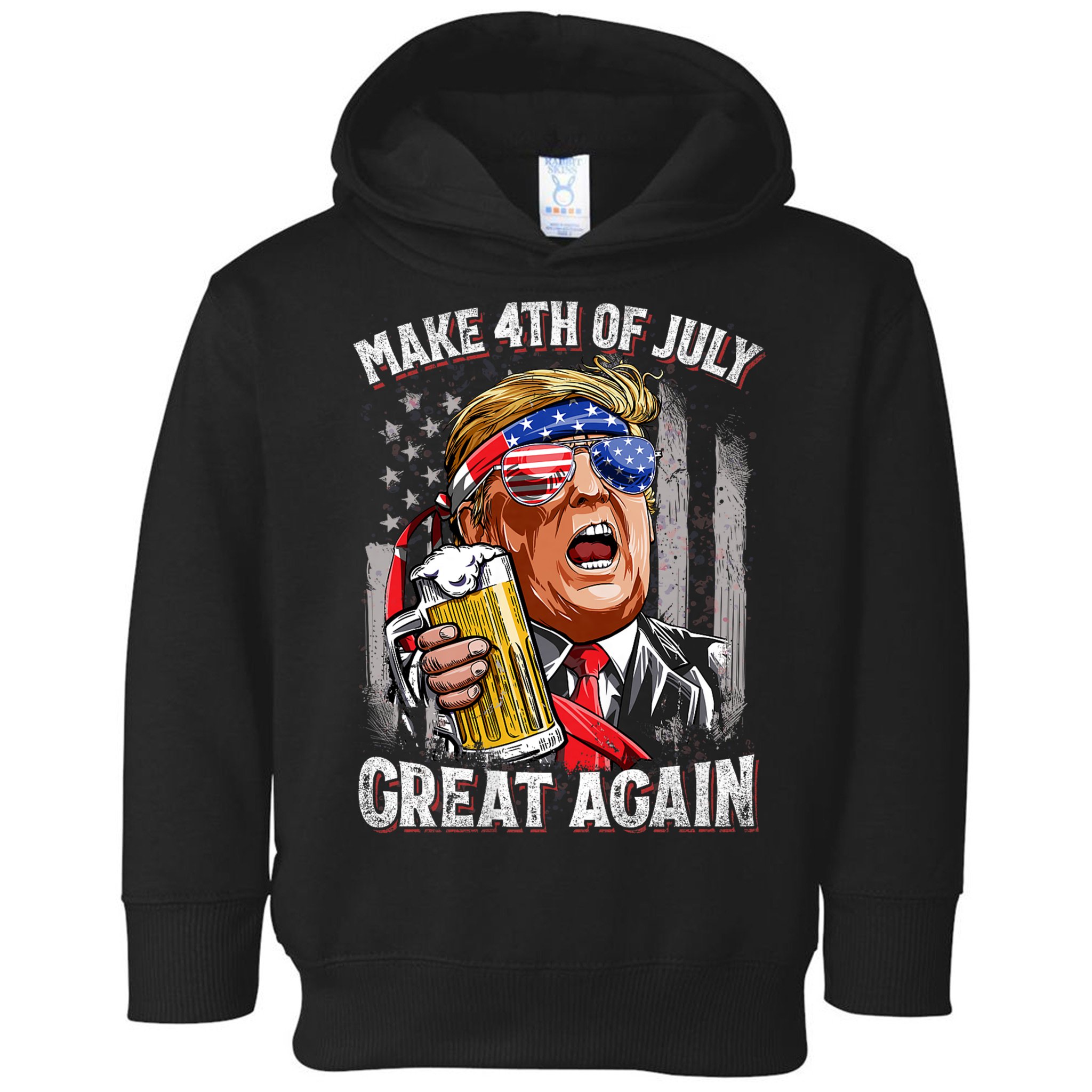 Trump Make 4th Of July Great Again Drinking Beer Funny Toddler Hoodie