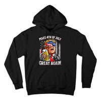 Trump Make 4th Of July Great Again Drinking Beer Funny Tall Hoodie