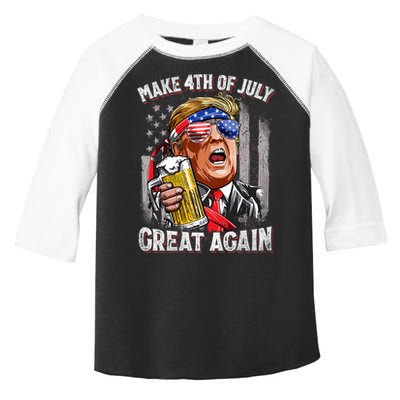 Trump Make 4th Of July Great Again Drinking Beer Funny Toddler Fine Jersey T-Shirt