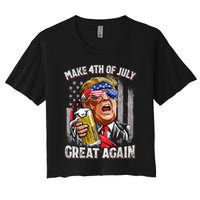 Trump Make 4th Of July Great Again Drinking Beer Funny Crop Top