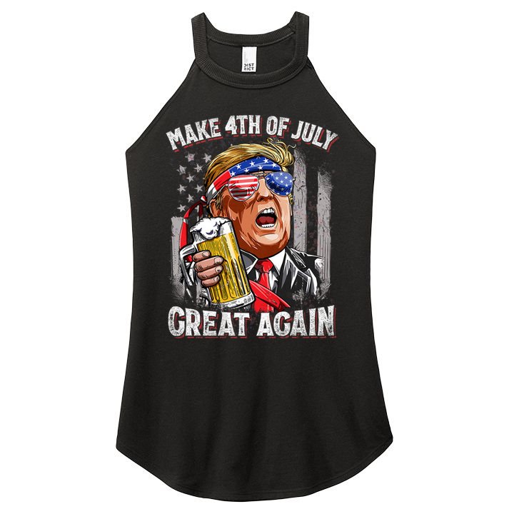 Trump Make 4th Of July Great Again Drinking Beer Funny Women's Perfect Tri Rocker Tank