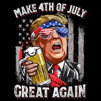 Trump Make 4th Of July Great Again Drinking Beer Funny Short Acrylic Beanie