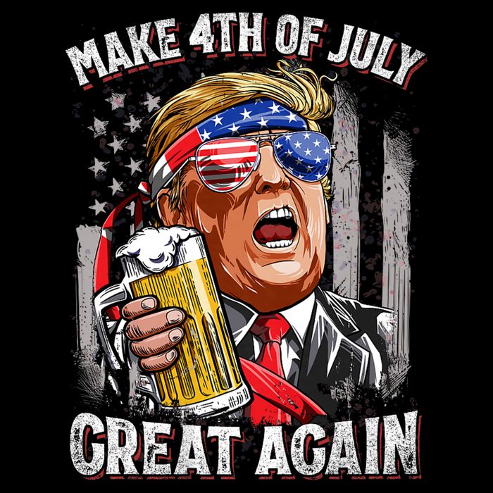 Trump Make 4th Of July Great Again Drinking Beer Funny Short Acrylic Beanie