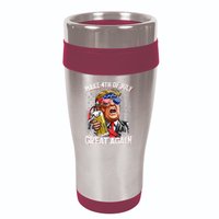 Trump Make 4th Of July Great Again Drinking Beer Funny 16oz Travel Tumbler