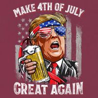 Trump Make 4th Of July Great Again Drinking Beer Funny 16oz Travel Tumbler