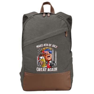 Trump Make 4th Of July Great Again Drinking Beer Funny Cotton Canvas Backpack