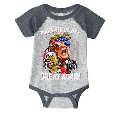 Trump Make 4th Of July Great Again Drinking Beer Funny Infant Baby Jersey Bodysuit