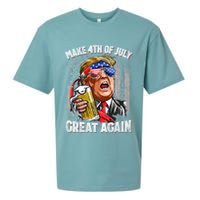 Trump Make 4th Of July Great Again Drinking Beer Funny Sueded Cloud Jersey T-Shirt