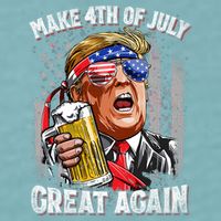 Trump Make 4th Of July Great Again Drinking Beer Funny Sueded Cloud Jersey T-Shirt