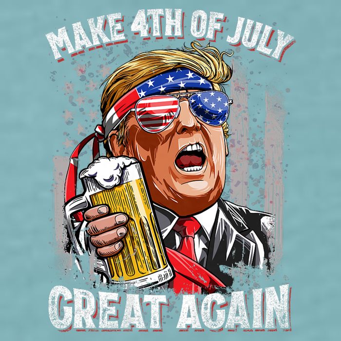 Trump Make 4th Of July Great Again Drinking Beer Funny Sueded Cloud Jersey T-Shirt
