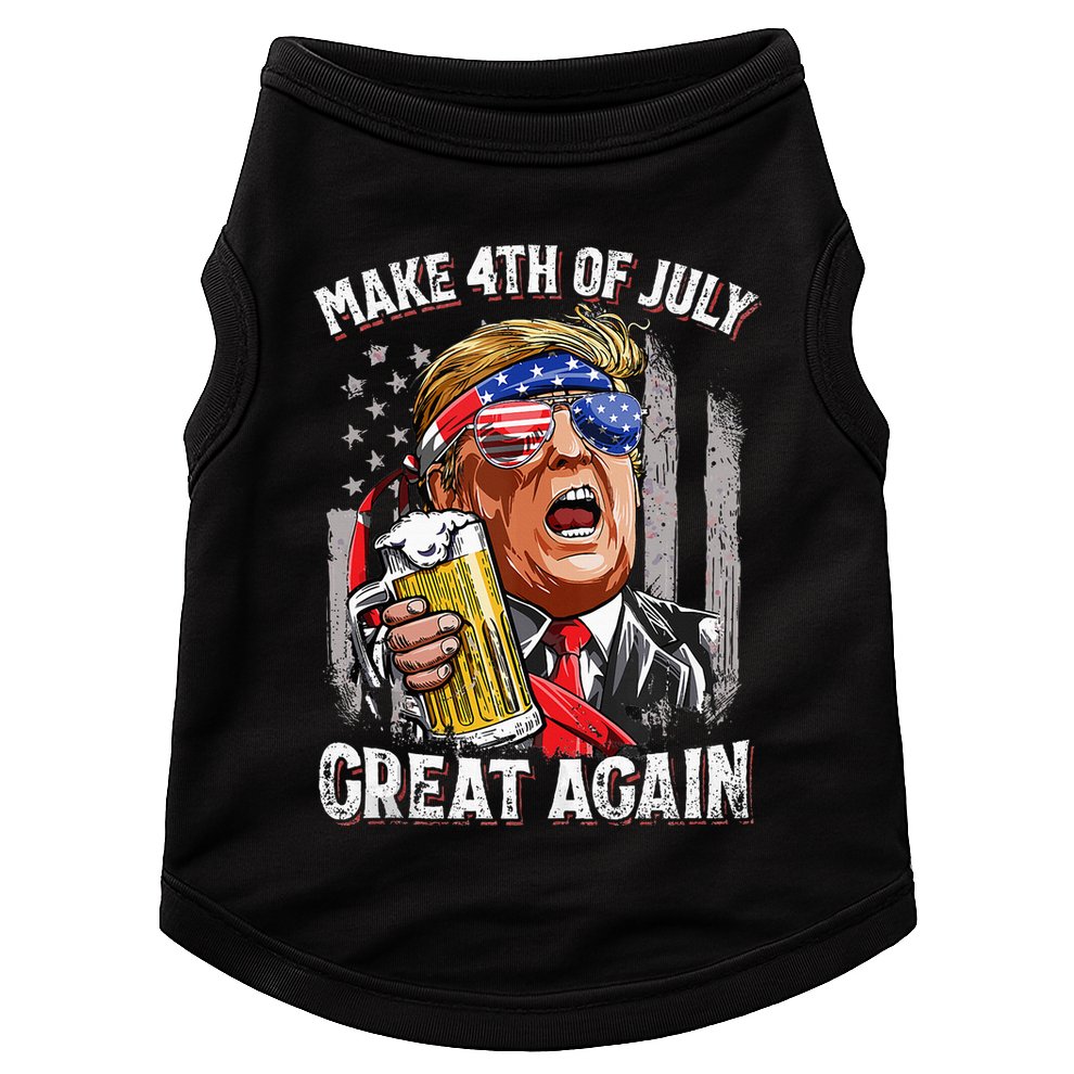 Trump Make 4th Of July Great Again Drinking Beer Doggie Tank