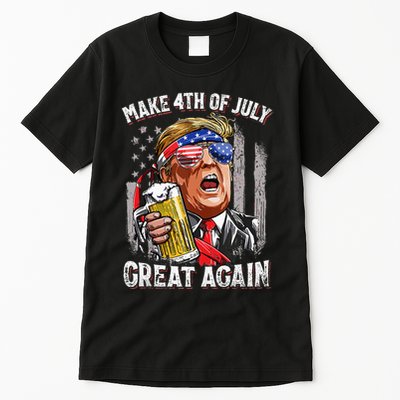 Trump Make 4th Of July Great Again Drinking Beer Tall T-Shirt