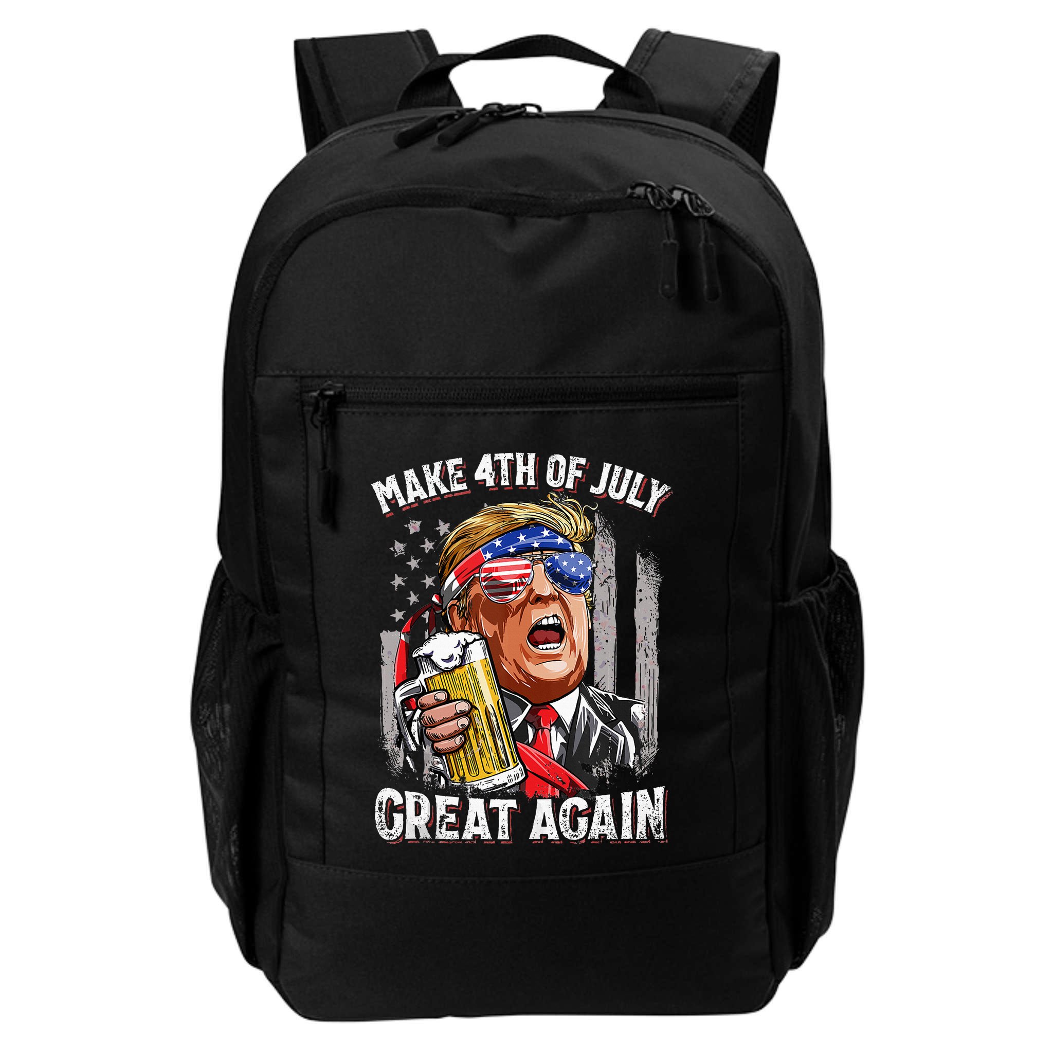 Trump Make 4th Of July Great Again Drinking Beer Backpack