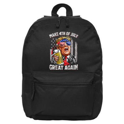 Trump Make 4th Of July Great Again Drinking Beer 16 in Basic Backpack