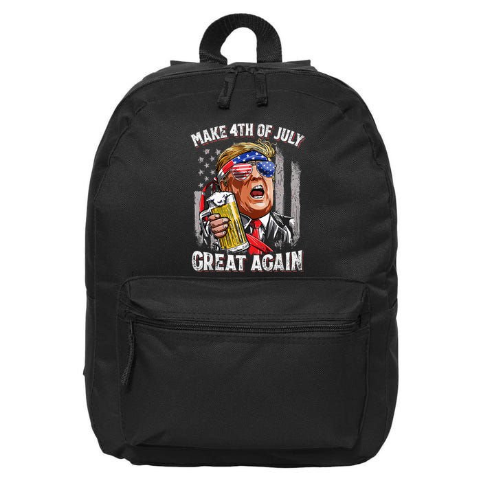 Trump Make 4th Of July Great Again Drinking Beer 16 in Basic Backpack