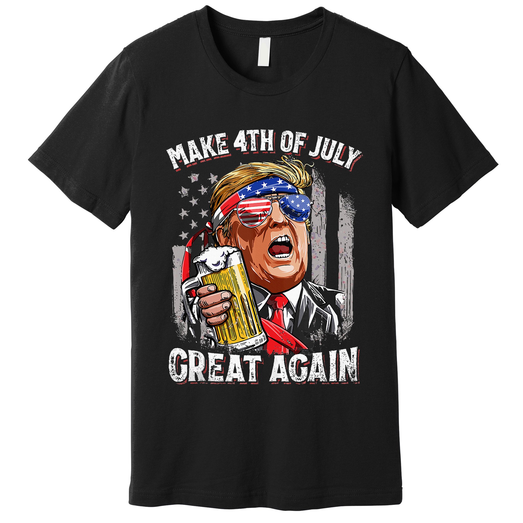 Trump Make 4th Of July Great Again Drinking Beer Premium T-Shirt