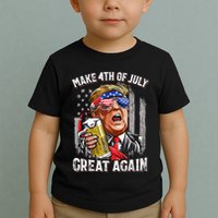 Trump Make 4th Of July Great Again Drinking Beer Toddler T-Shirt