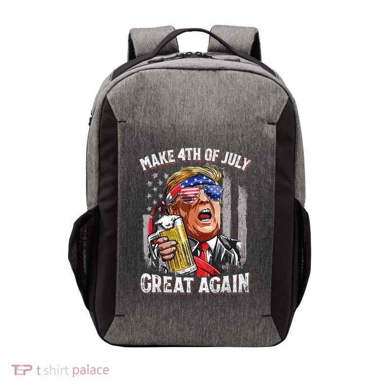 Trump Make 4th Of July Great Again Drinking Beer Vector Backpack