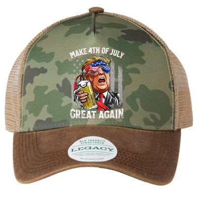 Trump Make 4th Of July Great Again Drinking Beer Legacy Tie Dye Trucker Hat