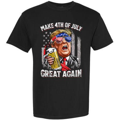 Trump Make 4th Of July Great Again Drinking Beer Garment-Dyed Heavyweight T-Shirt