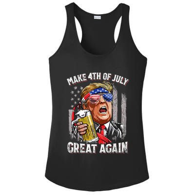 Trump Make 4th Of July Great Again Drinking Beer Ladies PosiCharge Competitor Racerback Tank