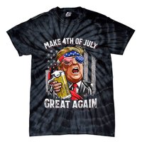 Trump Make 4th Of July Great Again Drinking Beer Tie-Dye T-Shirt