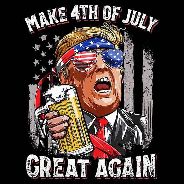 Trump Make 4th Of July Great Again Drinking Beer Tie-Dye T-Shirt