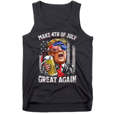 Trump Make 4th Of July Great Again Drinking Beer Tank Top
