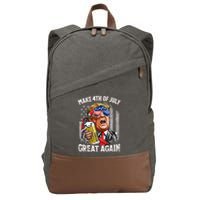 Trump Make 4th Of July Great Again Drinking Beer Cotton Canvas Backpack
