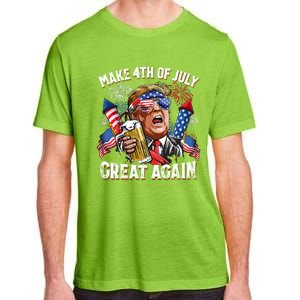 Trump Make 4th Of July Great Again Fireworks US Flag Men Drinking Beer Funny Adult ChromaSoft Performance T-Shirt