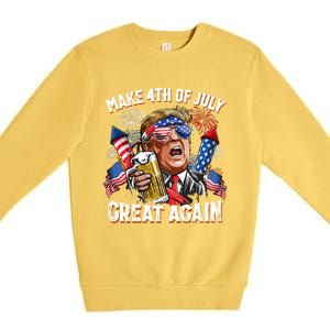 Trump Make 4th Of July Great Again Fireworks US Flag Men Drinking Beer Funny Premium Crewneck Sweatshirt