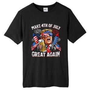 Trump Make 4th Of July Great Again Fireworks US Flag Men Drinking Beer Funny Tall Fusion ChromaSoft Performance T-Shirt