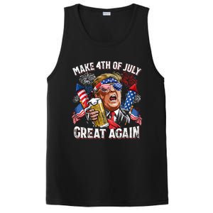 Trump Make 4th Of July Great Again Fireworks US Flag Men Drinking Beer Funny PosiCharge Competitor Tank