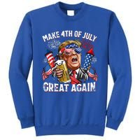 Trump Make 4th Of July Great Again Fireworks US Flag Men Drinking Beer Funny Sweatshirt