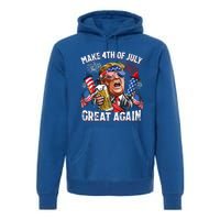 Trump Make 4th Of July Great Again Fireworks US Flag Men Drinking Beer Funny Premium Hoodie