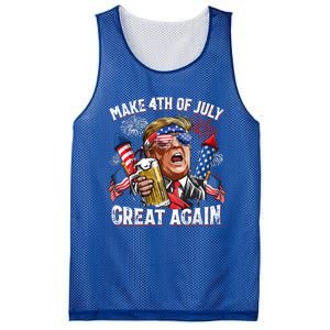 Trump Make 4th Of July Great Again Fireworks US Flag Men Drinking Beer Funny Mesh Reversible Basketball Jersey Tank