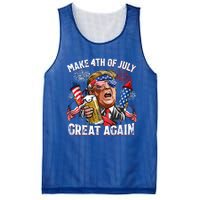 Trump Make 4th Of July Great Again Fireworks US Flag Men Drinking Beer Funny Mesh Reversible Basketball Jersey Tank