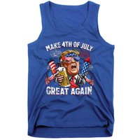 Trump Make 4th Of July Great Again Fireworks US Flag Men Drinking Beer Funny Tank Top