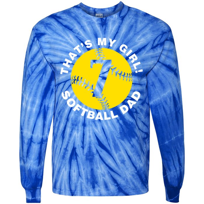 ThatS My #7 Softball Dad FatherS Day Fast Pitch Fan Meaningful Gift Tie-Dye Long Sleeve Shirt