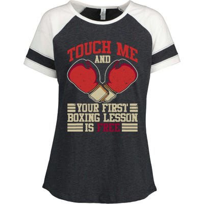 Touch Me And Your First Boxing Lesson Is Free Boxing Day Enza Ladies Jersey Colorblock Tee