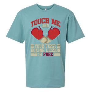 Touch Me And Your First Boxing Lesson Is Free Boxing Day Sueded Cloud Jersey T-Shirt