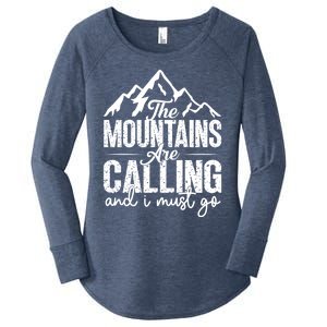 The Mountains Are Calling And I Must Go Funny Mountaineering Gift Women's Perfect Tri Tunic Long Sleeve Shirt