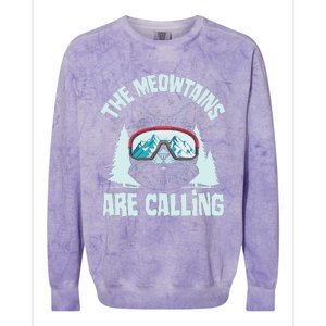 The Meowtains Are Calling Cat Ski Adventure Colorblast Crewneck Sweatshirt