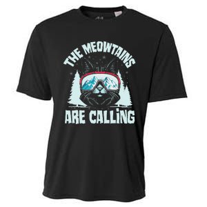 The Meowtains Are Calling Cat Ski Adventure Cooling Performance Crew T-Shirt